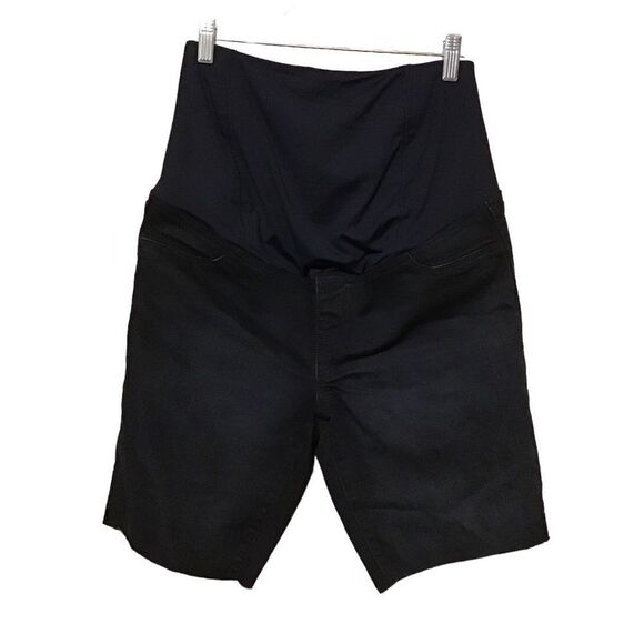 Isabel Maternity Bermuda Denim Crossover Panel Shorts 6 - Picture 1 of 5